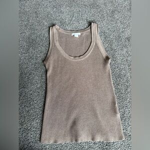 H&M Women’s Scoop Neck Sweater Knit Tank Semi-Fitted Brown Small Full Length